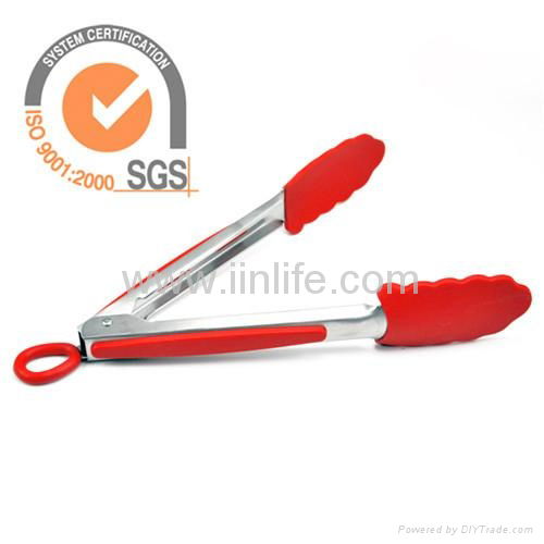 High Quality Skidproof Handle Locking Silicone Food Tongs 3