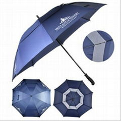 Rubber Painting Handle Double Layer Windproof Golf Umbrella