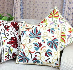 Embroidered cotton pillow cover