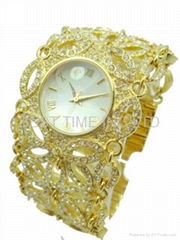 Fashion lady crystal leather watch