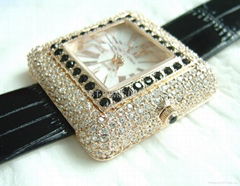 Fashion lady crystal leather watch