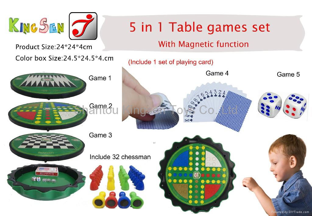 5 in 1 Table Games Set ( with magnet standard chess and 1 set of playing card)