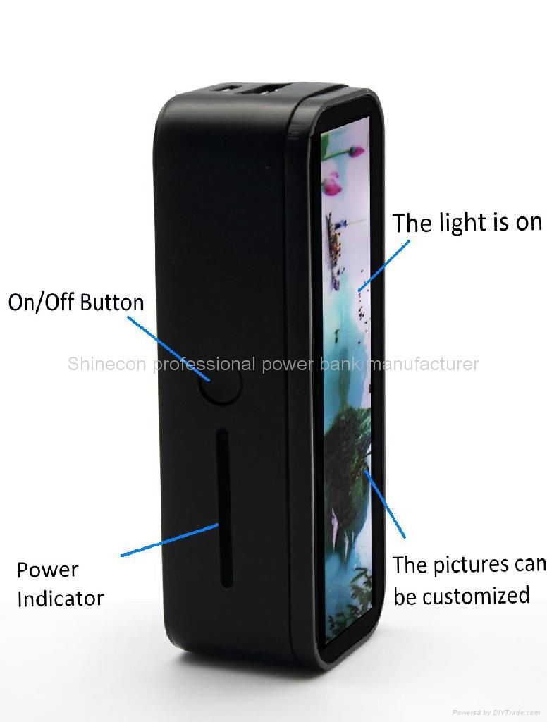 Newly developed backlight power bank 2200mah with magic mirror face