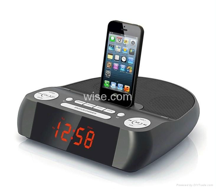 Lightning connector Docking Speaker with FM Radio and clock Alarm