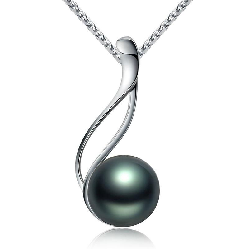 S925 silver Tahiti black pearl pendant