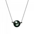 S925 silver Tahiti black pearl pendant 1