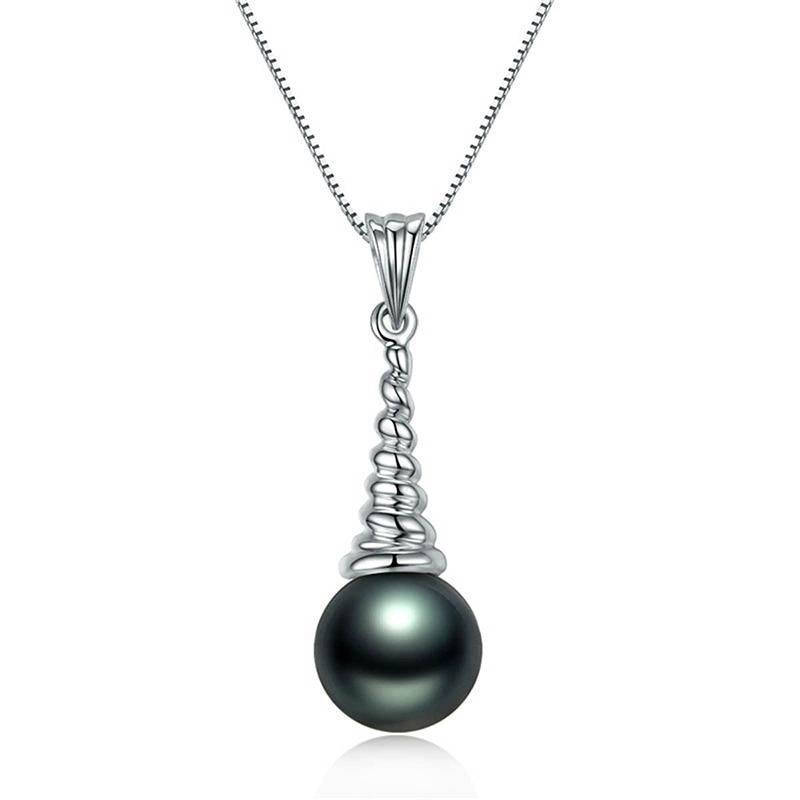 S925 silver Tahiti black pearl pendant