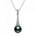 S925 silver Tahiti black pearl pendant 1