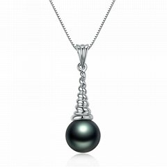 S925 silver Tahiti black pearl pendant