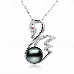 S925 silver Tahiti black pearls