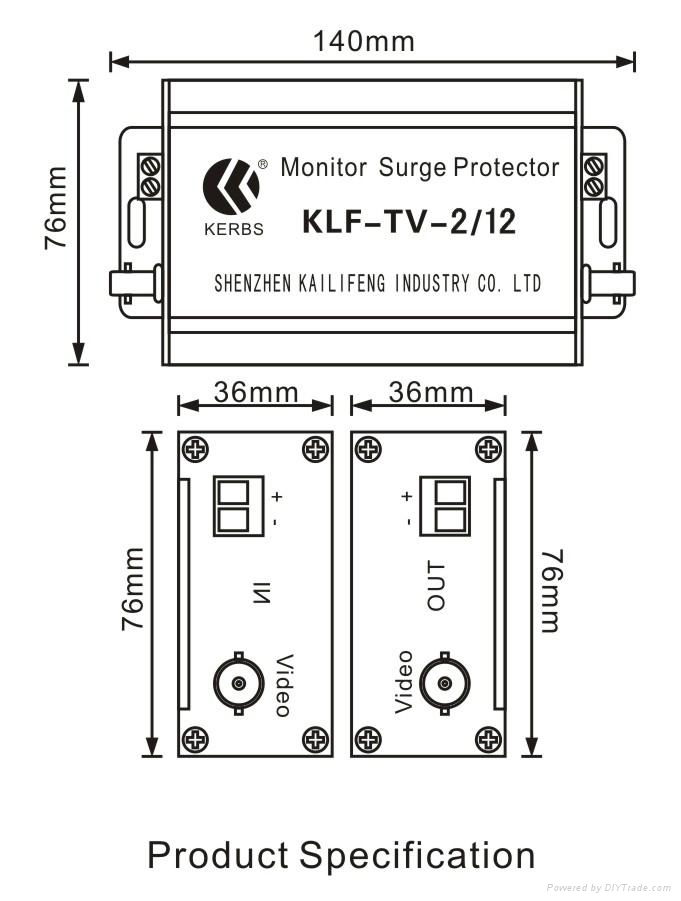 12V 2-in-1 cctv surge protective device protect power and video wire 2