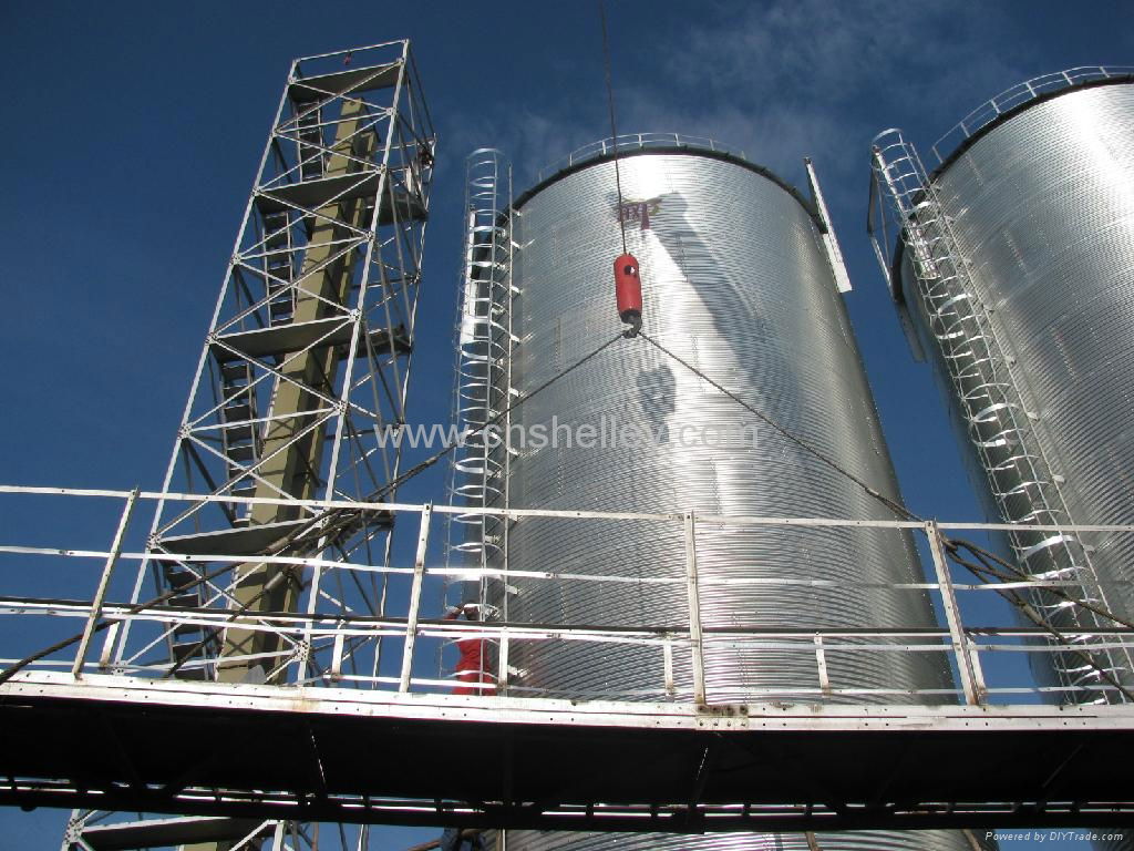 Storage rice 3500 tons flat bottom silo , grain silo price