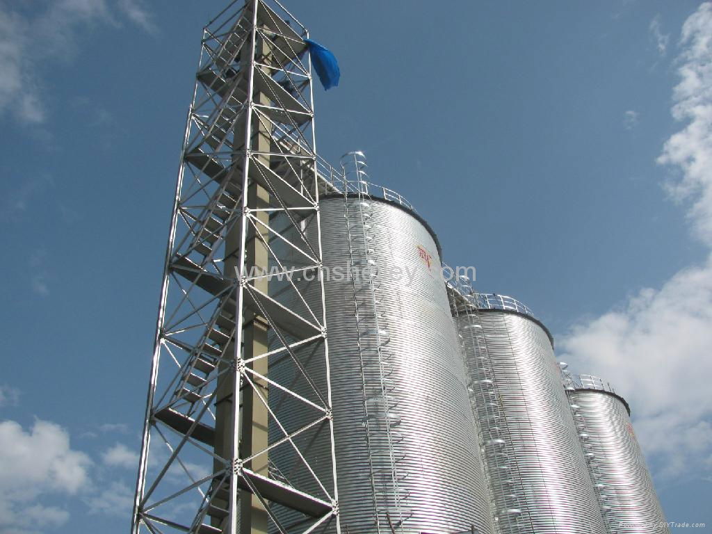 Storage rice 3500 tons flat bottom silo , grain silo price 3