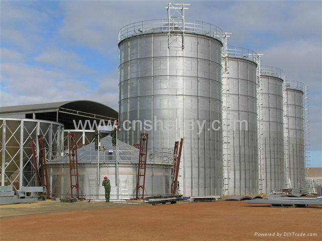 Storage rice 3500 tons flat bottom silo , grain silo price 4