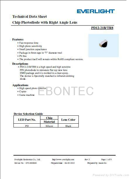 EverLight  infrared receiving diode