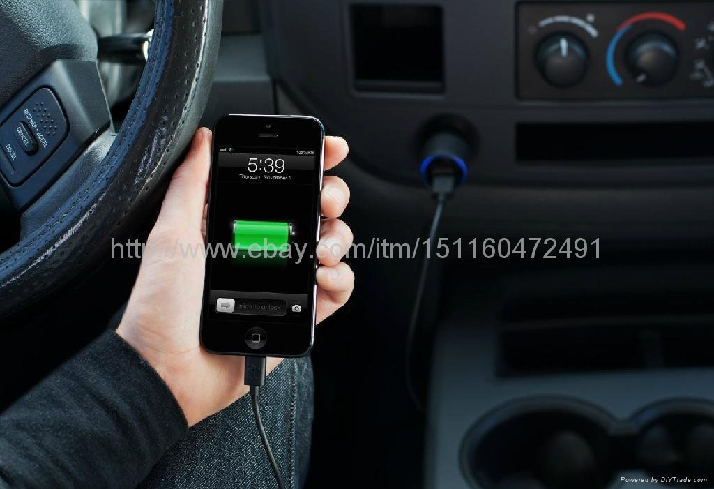 2-Port Car Charger with Lightning to USB Cable for iphone5 4