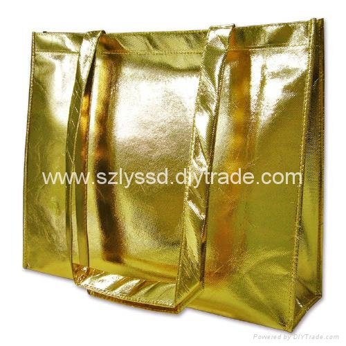 Fashionable Long Handle Laser Film Bag Non Woven Fabric
