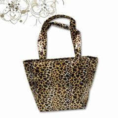 Leopard print microfiber handbag