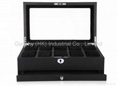 High quality 10grid wood watch box Watch display show case two layer top visible