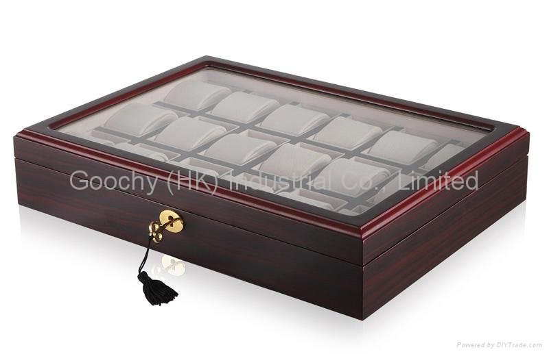 Luxury packaging cases display High quality 18grid wood watch display show case  2