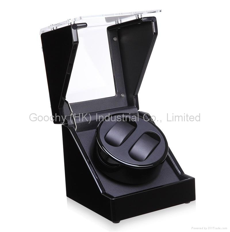 Modern Black Lacquered Wooden(MDF) Watch Winder Self-Winding Case Glossy Boxes 2