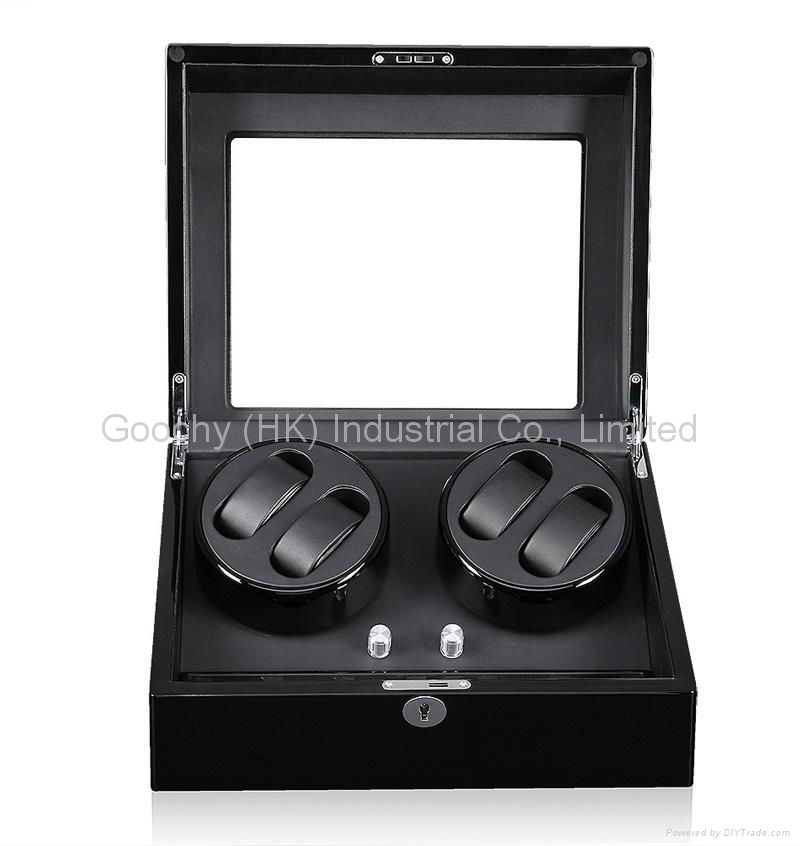 Automatic Watch Winder Case Storge Display Box for 4+6 Watches Black Piano Paint