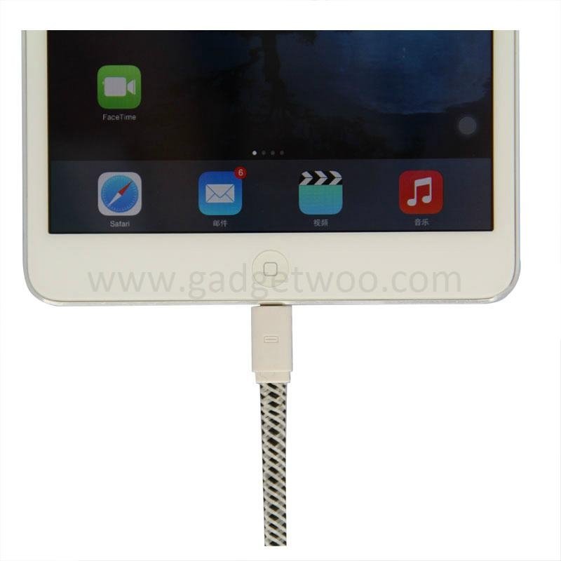 New design flat fabric braided nylon USB to lightning 8pin data sync charging ca 4