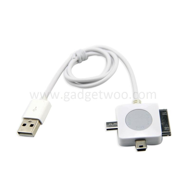 3 in 1 cable Micro usb&mini usb&30pin to USB cable for iphone 4/samsung galaxy/s