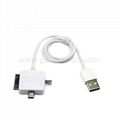 3 in 1 cable Micro usb&mini usb&30pin to USB cable for iphone 4/samsung galaxy/s 2