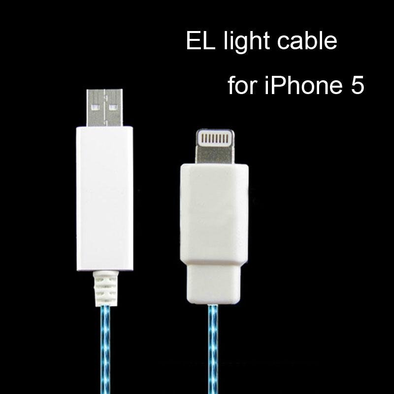 EL Visible Flowing Current Lights USB cable to 8pin for iPhone 5/iPhone 5C/iPhon