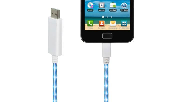 Visible Flowing Current Lights Up USB to Micro USB Charging & Sync Cable White 2