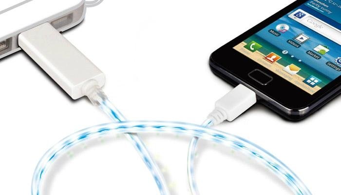 Visible Flowing Current Lights Up USB to Micro USB Charging & Sync Cable White 3