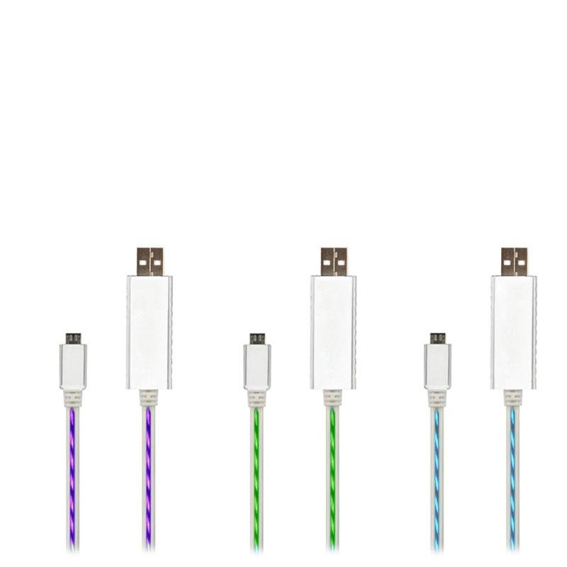 Visible Flowing Current Lights Up USB to Micro USB Charging & Sync Cable White 4