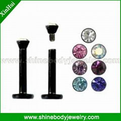 Black IP Titanium Lip Labret Body Piercing