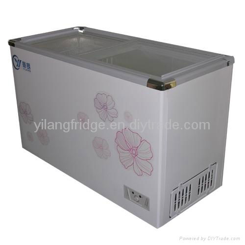 ice cream flat glass door chest freezer 