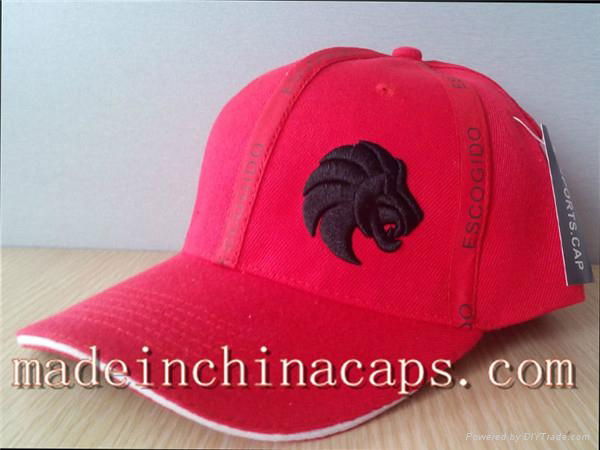 red cotton embroidery adjustable baseball cap 