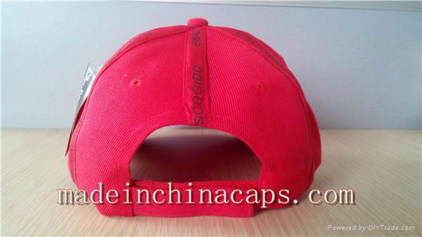 red cotton embroidery adjustable baseball cap  2