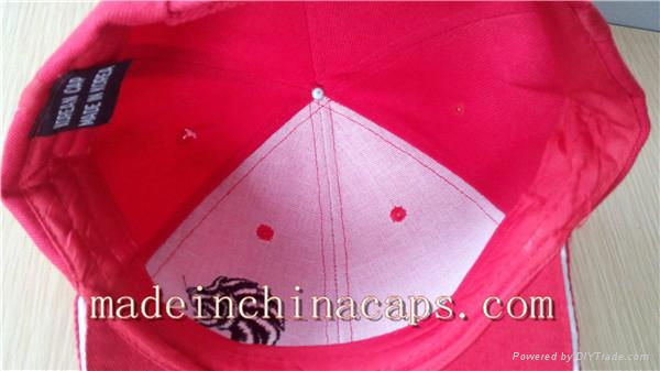 red cotton embroidery adjustable baseball cap  3