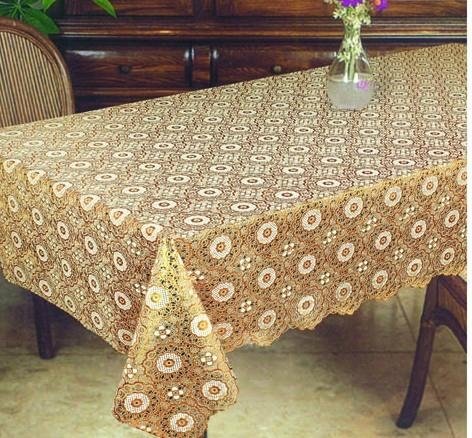 Golden Vinyl Lace Tablecloth 1
