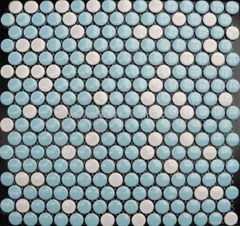 Blue-white round ceramic mosaic 19mm,