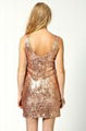 Gold Sequins Back Scoop Mini Dress Midi Evening Dresses Bodycon 2