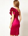 Satin One Should Frills Mini Evening Dress  Red For Party Dating 2