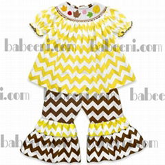 Girls chevron hand smocked set