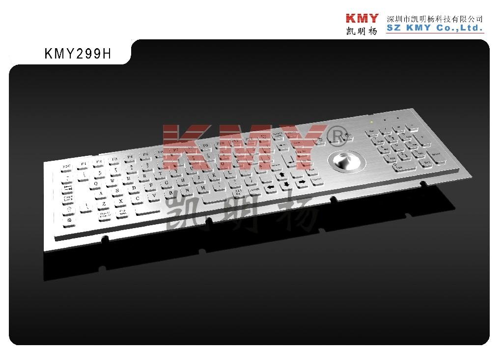 IP65 stainless steel industrial metal keyboard with trackball 