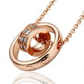 18K Double Rings Necklace With Austrian Crystal 1