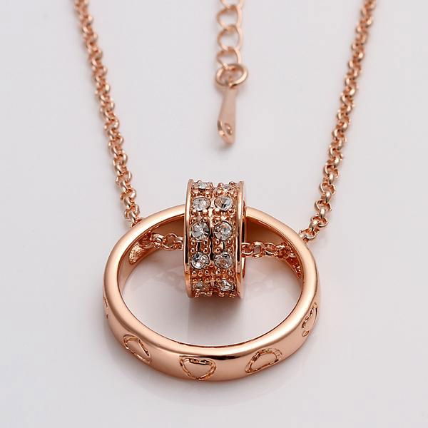 18K Double Rings Necklace With Austrian Crystal 2