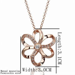 18K Six Petal Flower Necklace With Austrian Crystal