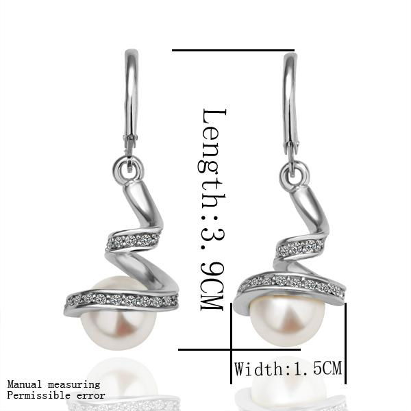 Elegant Pearl Crystal Plating Platinum Spiral Earring Party