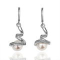 Elegant Pearl Crystal Plating Platinum Spiral Earring Party 2