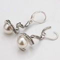 Elegant Pearl Crystal Plating Platinum Spiral Earring Party 3